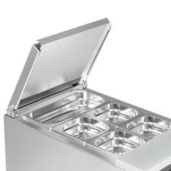 Salata Hazırlık Buzdolabı PREMIUM - 450mm - 102L - 1 cam kapılı - GN havuzu ile 1 adet GN 1/1 için & paslanmaz çelik kapak