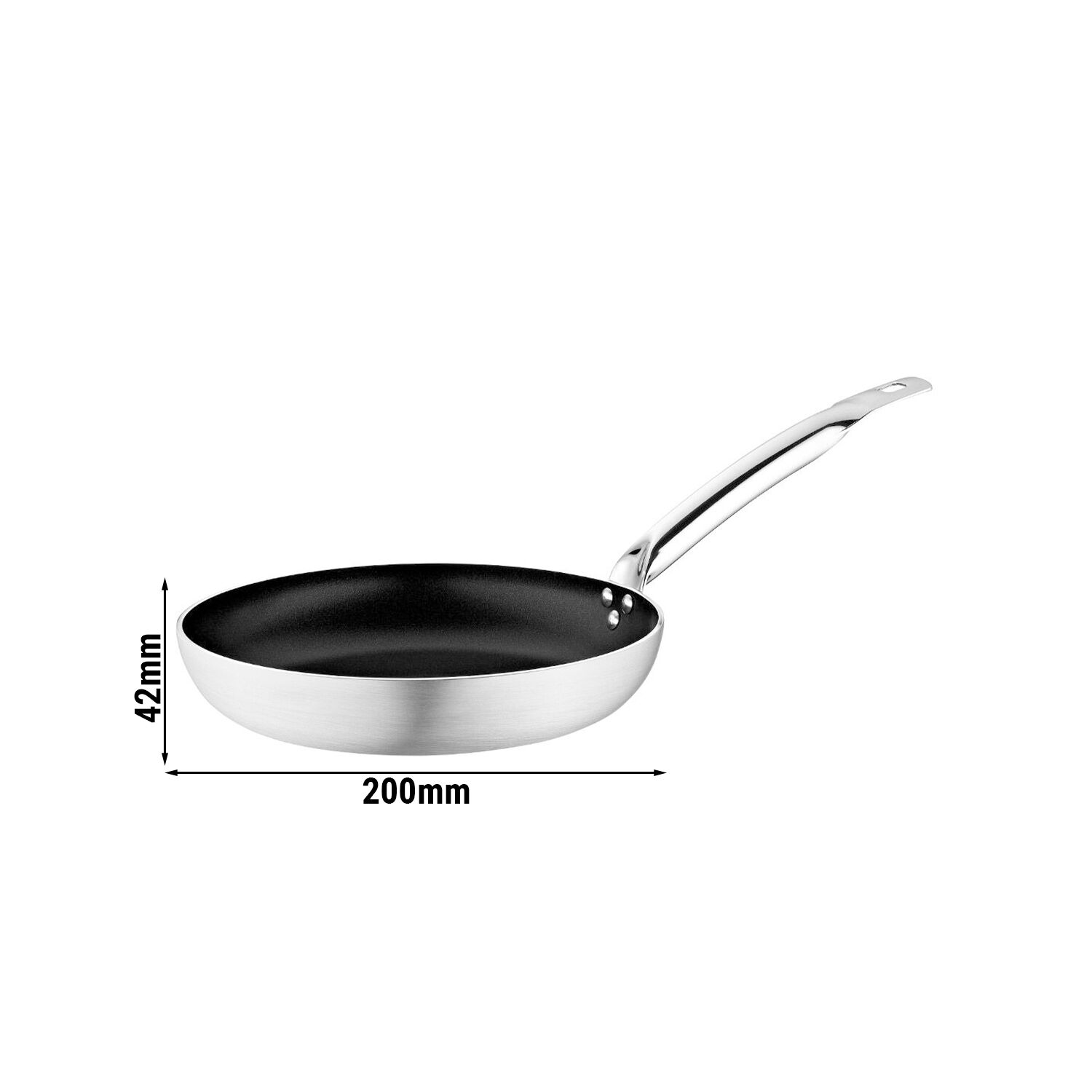 Poêle à frire professionnelle - Fonte d’aluminium - Ø 200mm - Hauteur: 42mm - revêtement antiadhésif - gaz/électrique/vitrocéramique