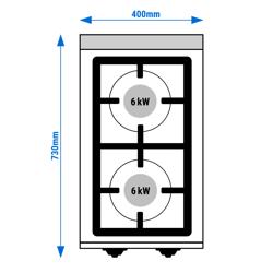 Fornello a gas - 12 kW - 2 fuochi