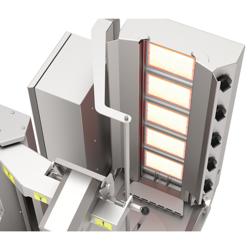 Gas Automatic Doner Kebab Grill - 5 Burner - up to 120kg - 13.3kW - Countertop - incl. 1 skewer & drip tray