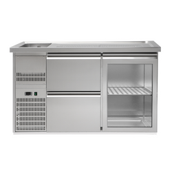Pivski štand Premium PLUS - 1550x700 mm - 1 staklena vrata & 2 ladice 