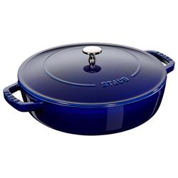 STAUB | Enameled Cast Iron Round Braiser – Ø28 cm - Dark Blue - Self-Basting Chistera Lid
