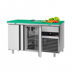 Koelwerkbank PREMIUM - 1400x700mm - met 2 deuren - incl. snijplank groen