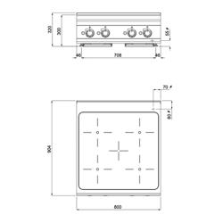 Induktionsspis – 20 kW – 4 kokzoner