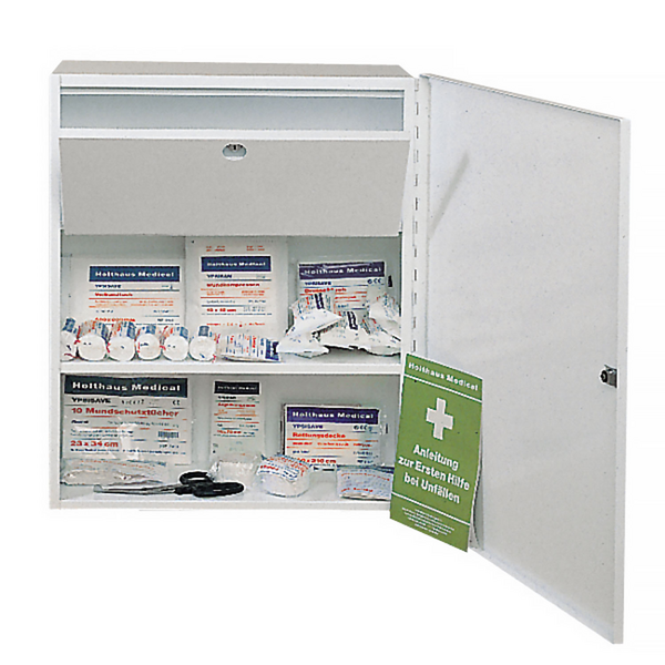 Cabinet de prim ajutor MEDICUS - umplut cu DIN 13157 - tablă de oțel
