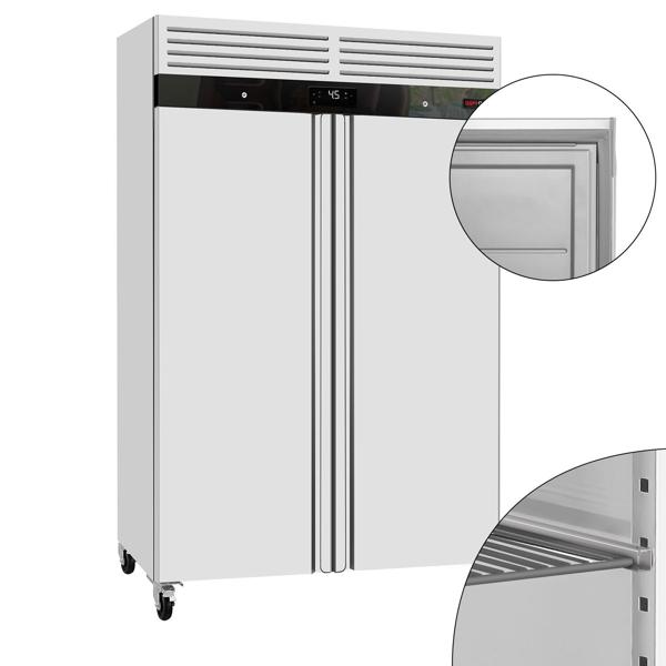 Koelkast RVS ECO - 1340mm - 770liter - tot +8°C - met 2 deuren - geforceerde koeling, automatische ontdooiing, slot & roosters