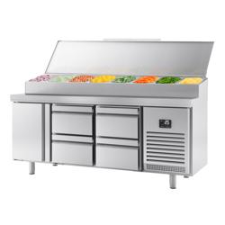 Mesa de preparação refrigerada - 1960x600mm - com 1 porta & 4 gavetas - para 11x GN 1/4