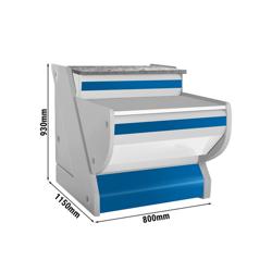 Pokladní stůl - 800 x 1 150 x 930 mm - Přední panel modrá - žulová pracovní deska