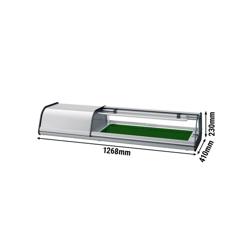 Sushi vitrin PREMIUM PLUS LED világítással - 1268x410 mm - 4x GN 1/3 - hajlított üvegfronttal