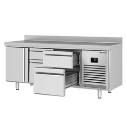 Koelwerkbank Premium PLUS - 1960x700mm - met 1 deur, 4 laden & met achterwand