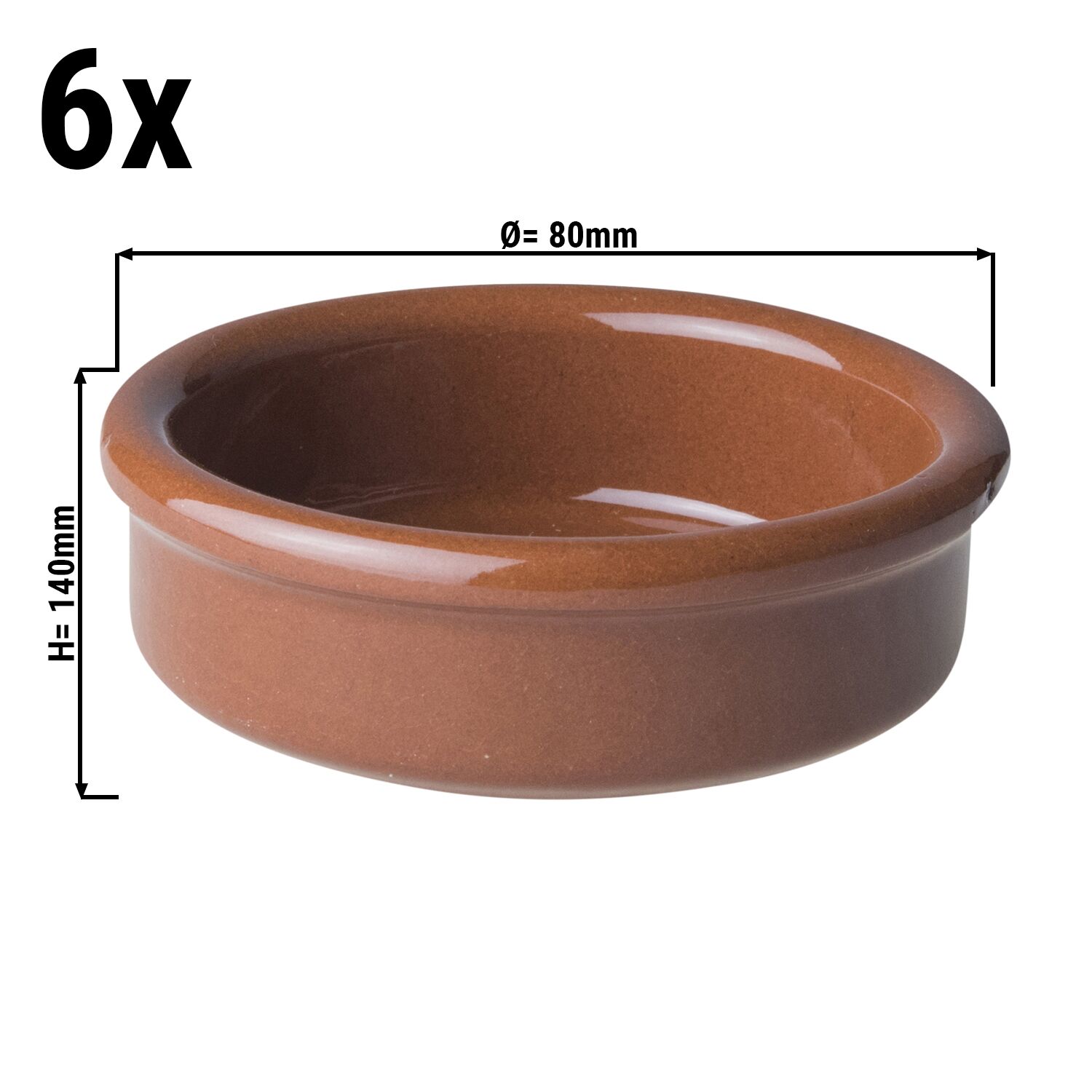 (6 pcs) CLASSICO - Pot à beurre - Ø80mm 80ml - Brun