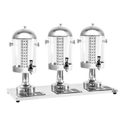 Dozator za pića - 3x 7,5 l - Nehrđajući čelik - uklj. Posuda za skupljanje tekućine, 3x cilindar za led & 3x perforirani cilindar