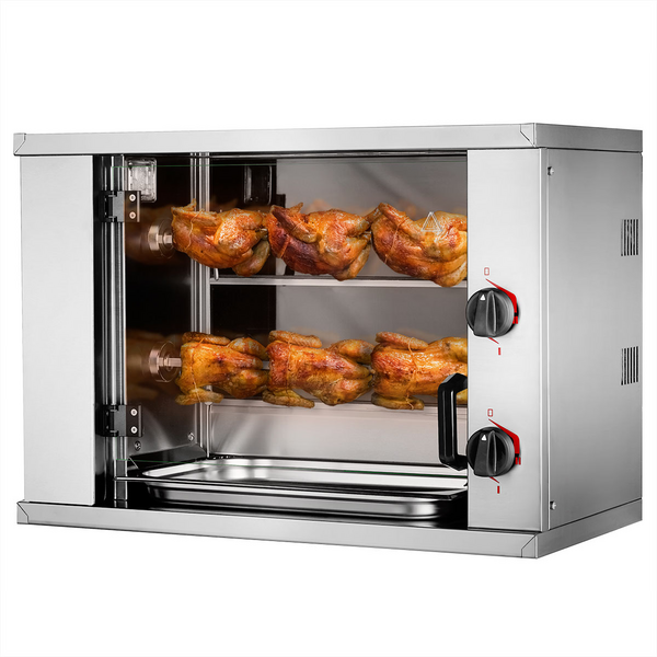 Elektrische mini kippengrill - 4,4 kW - met 2 spiesen voor maximaal 6 kippen