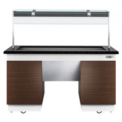 Commercial Heated Buffet Counter - Mobile, Sneeze Guard – 1600 mm – 4× GN 1/1