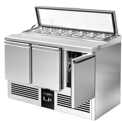 Саладетта PREMIUM - 1365 мм - 3 двери - доступ к 7x GN 1/3 - стеклянная крышка
