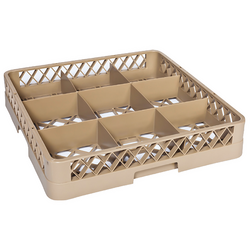 (6 pezzi) Cesto per lavaggio bicchieri 1/1 - 500x500mm - 9 scomparti - Beige