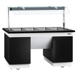 Comptoir buffet froid DUBLIN - 1600mm - avec cuve réfrigérée & Roulettes - pour 4x GN 1/1