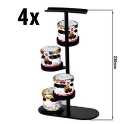 (4 pieces) BLACK LINE Jam & Honey Buffet Stand – 4-Tier - Black Powder-Coated Stainless Steel - 140 x 60 x 230 mm
