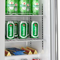 Barkühlschrank - 900mm - 220 Liter - mit 2 Glasflügeltüren - Grau