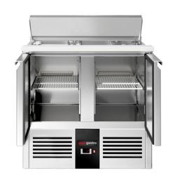 Saladette PREMIUM - 903mm - 2 Türen - mit Einlass für 2x GN 1/1 & 3x GN 1/6 & Edelstahldeckel