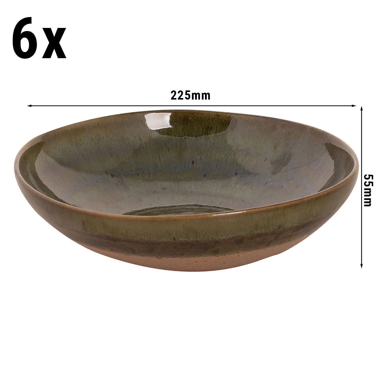 (6 pièces) WISTERIA – Bol / Assiette creuse – Ø 220 mm – Vert/Beige