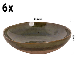 (6 pezzi) WISTERIA - Piatto - fondo - Ø 220 mm - Verde/Beige
