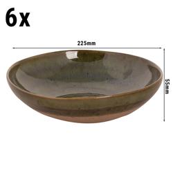 (6 pcs) WISTERIA | Deep Plate - Stoneware - Ø220mm - Green/Beige