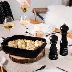 (6 stuks) PEUGEOT | APPOLIA - Keramische ovenschaal - Rechthoekig - Satijnzwart - 220mm