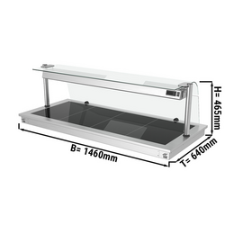 Plaque chauffante encastrable - 1,5m - 4x GN 1/1 - avec protection hygiénique en verre
