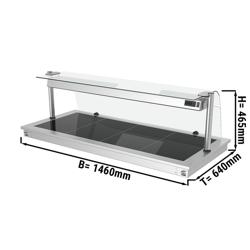 Inbouw warmhoudplaat RVS - met glazen oppervlak - 1460mm - 4x GN 1/1 - 1,8 kW - met glazen hoestscherm