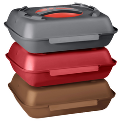 (20 stuks) Menuboxen - 600ml - verdeeld - Antracietgrijs/rood