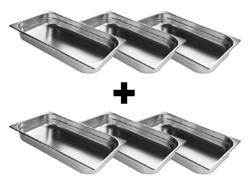 (6 pièces) Conteneurs GN en inox 1/1 - Hauteur : 40 mm        