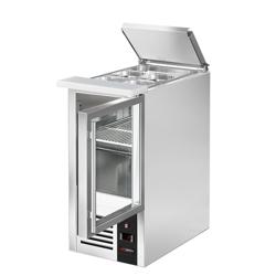 Saladette PREMIUM - 450mm - 1 glazen deur - met RVS deksel voor GN 1/1