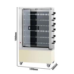 Girapolli professionale – grill per polli elettrico - Vetroceramica - 28,8kW - con 6 aste - capacità fino a 36 polli - Crème