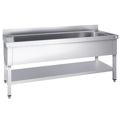 Vaskeborde til gryder med underhylde 2,0 m - 1 vask L 180 x W 50 x D 38 cm