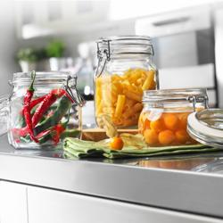 (6 pieces) BORMIOLI ROCCO | Fido Clip-Top Preserving Jars – 1 litre - airtight seal - clear glass