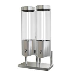 Dispenser per cereali - doppio - 2x 7,2 litri - 2 contenitori in plastica trasparente - supporto in acciaio inox