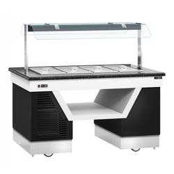 Buffet frío BELFAST - 1600mm - con bandeja de enfriamiento y ruedas - para 4x GN 1/1