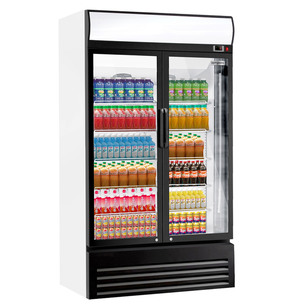 Refrigerador para bebidas - 1,29 × 0,76 m - con 2 puertas de cristal