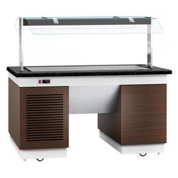 Soğuk Servis Ünitesi DUBLIN - 1600mm - Soğutmalı Üst Plakalı - Camlı - Tekerlekli