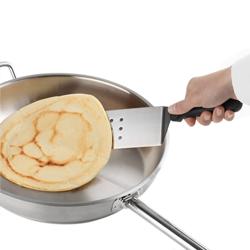 Bakspaan - lengte: 370mm - 75x95mm - geperforeerd - flexibel RVS blad - kunststof handgreep