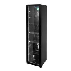 GASTRO-COOL | Commercial Back Bar Bottle Cooler - 418mm - 212 Litres - Slimline - with 1 hinged glass door - LED lighting - Black - Temperature range 0 to 10 °C