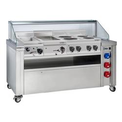 Mobilní varná stanice - 1600x850 mm - výška: 1170 mm - vč. Vařič těstovin, Elektrický sporák & Bain-marie