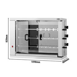 Girapolli professionale – grill per polli elettrico - Vetroceramica - 14,4kW - con 3 aste - capacità fino a 18 polli