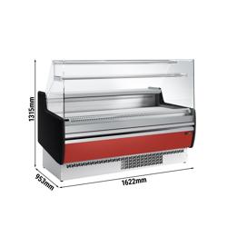 Balcão frigorífico - 1622x953mm - 178L - 2 portas - vidro frontal reto; 0 a +6°C; Painel frontal vermelho