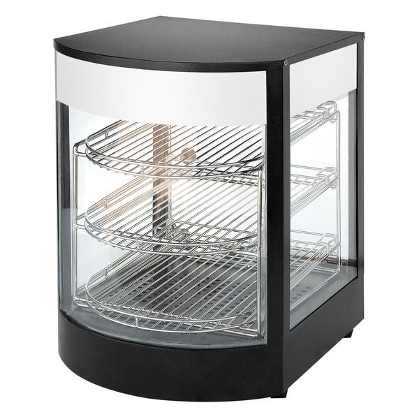 Warmhoudvitrine - 355mm - 800Watt - met 3 niveaus - Zwart