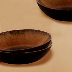 (4 pièces) CECIL – Bol / Assiette creuse – Ø 210 mm – Marron