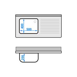 Szafka pod zlewozmywak  - 1200x600 mm - z 3 szufladami & 1 zlewem po lewej stronie