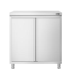 Tavolo armadiato in acciaio inox PREMIUM - 800x700mm - con 2 porte a battente