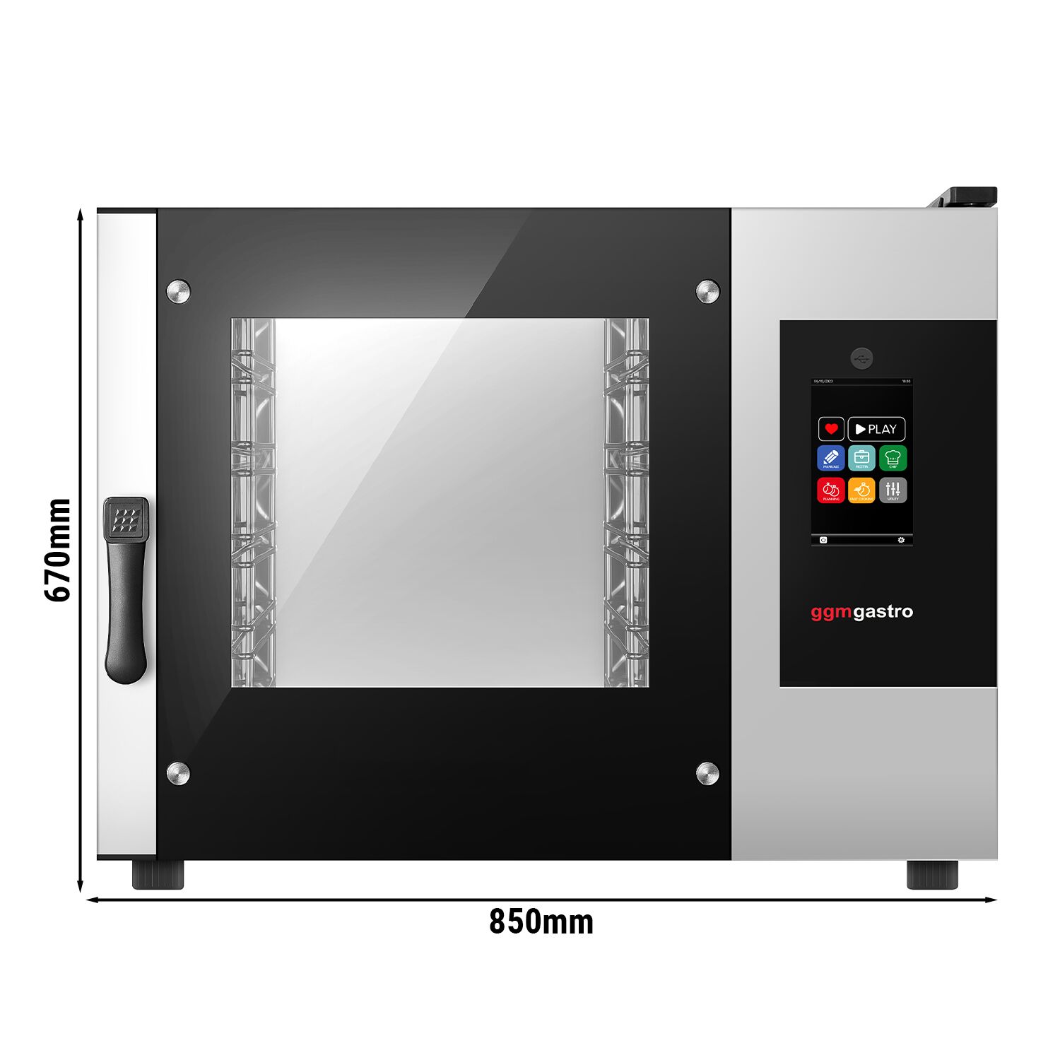 Bakery-Electric Commercial Combi Oven - Touchscreen Controls - 4x EN 600x400 - incl. Automatic washing system, Core temperature probe, HACCP monitoring, USB